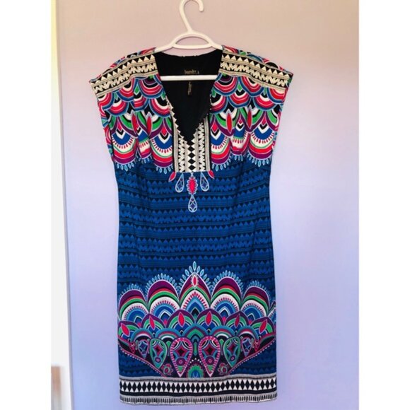 Laundry by Shelli Segal blue peacock dress - Picture 4 of 8